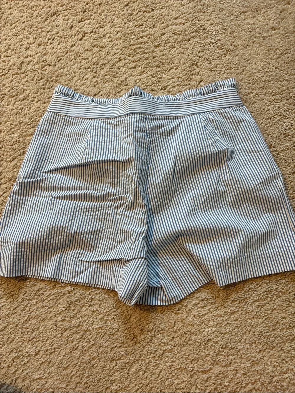J. Crew Blue and White Seersucker High-Waist Shorts